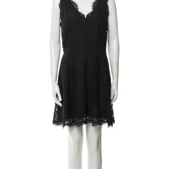 Joie Black Lace V-Neck Sleeveless Mini Dress Size M Cocktail Date Night LBD - Picture 2 of 11